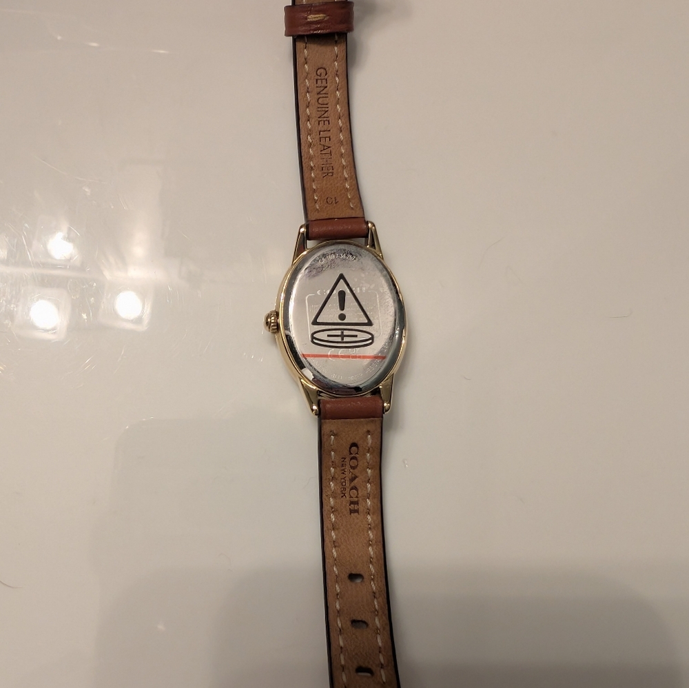 Coach Talia Brown And Gold Leather Watch - Picture 5 of 7
